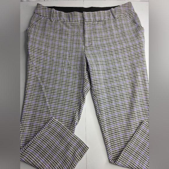 Ava & Viv Plaid Pants 18W Black White Purple Stretch Winter Fall Work Ca-2573 - Picture 6 of 12